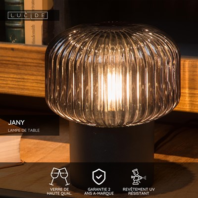 Lucide JANY - Lampe de table - Ø 16 cm - 1xE14 - Noir